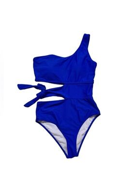 ONE-PIECE SWIMSUIT ~ Women’s One-Shoulder Swimsuit Royal Blue